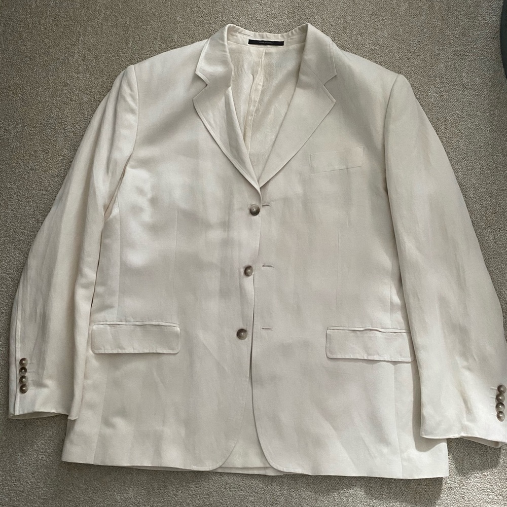 Tasso Elba Silk and Linen XL Beige 3-Button Blazer Jacket